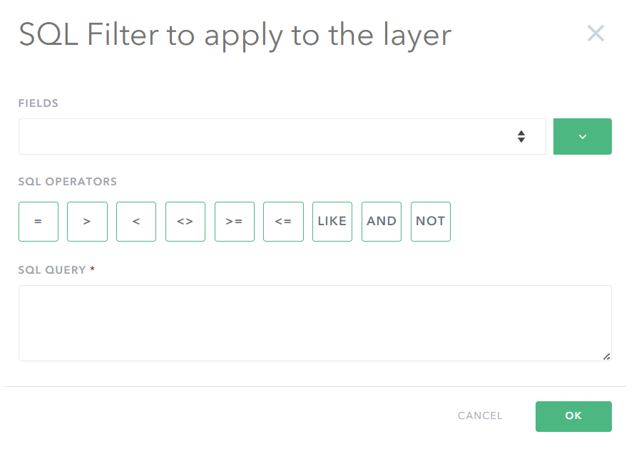 SQL filter dialog