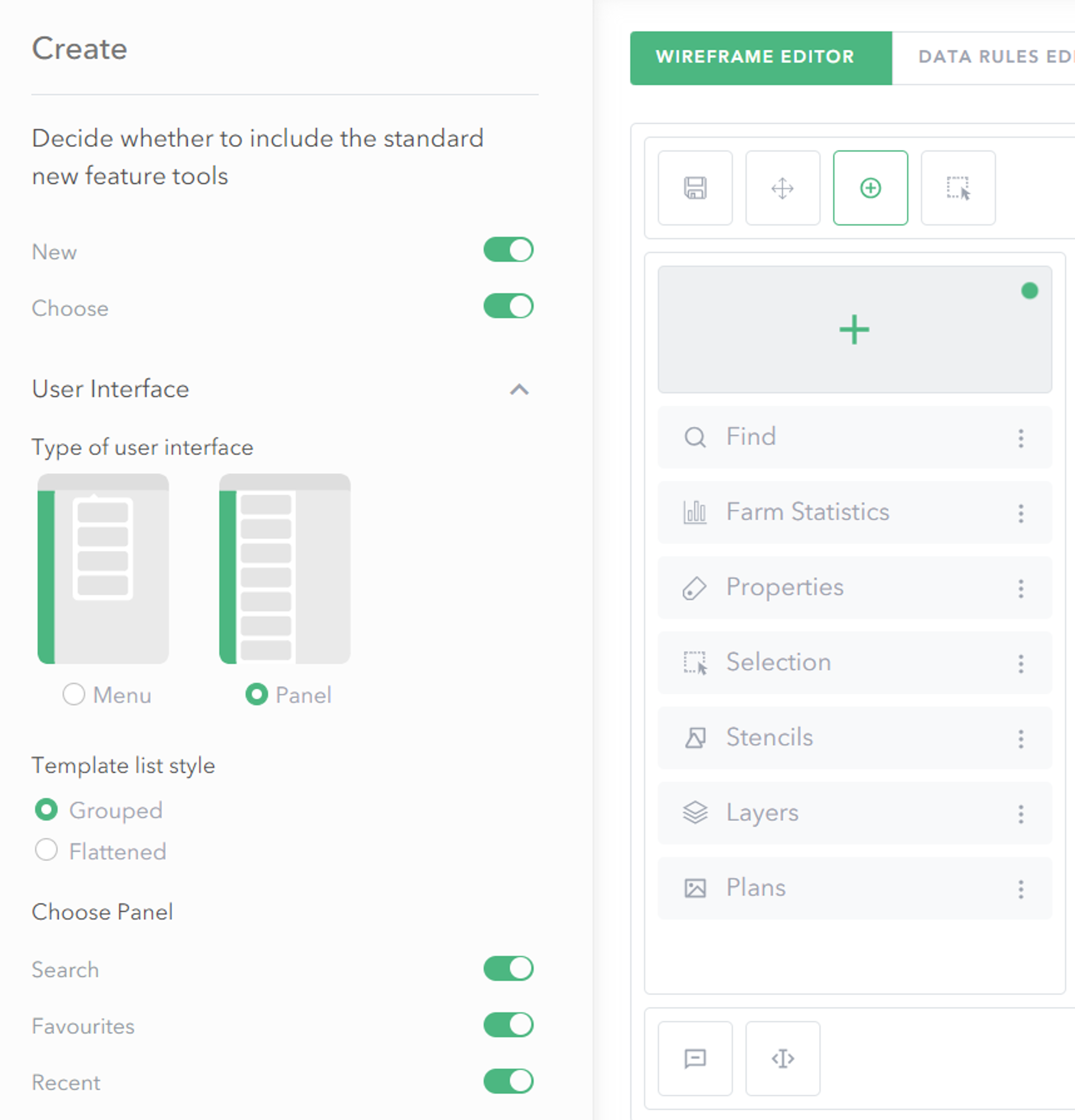 Choose panel settings