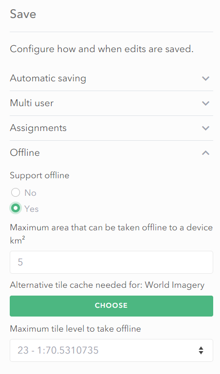 Offline options in builder
