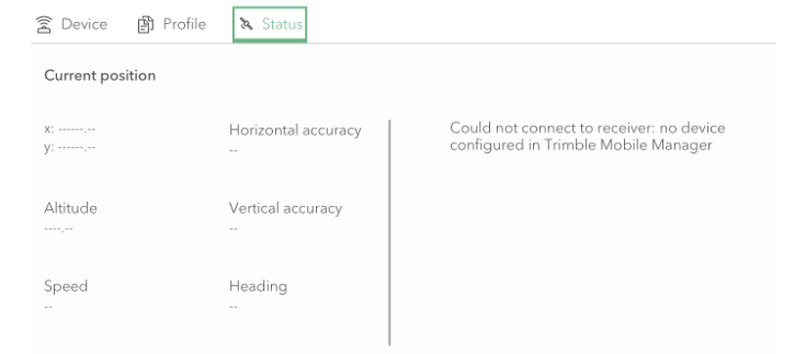 The GPS status screen in the Sweet field app