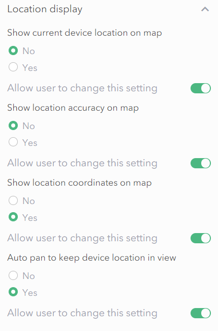 Location display settings within the builder