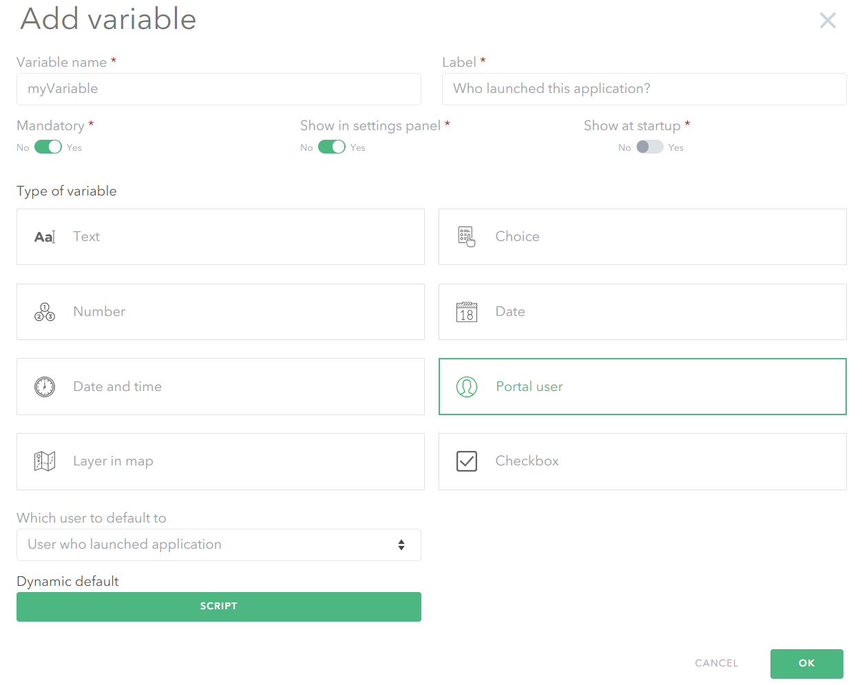 The types of custom settings that can be configured